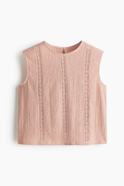 Blusa efecto arrugado con inserciones de encaje