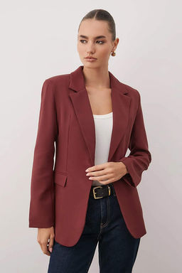 Bordo Fitted/Vucuda Oturan Tek Dugmeli Blazer Ceket TWOAW26BC00059 - Trendyolmilla фото 6