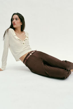 PANTAL?N TIRO ALTO CINTUR?N / Marr?n - Zara фото 3