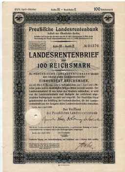 Облигация 4,5% 100 рейхсмарок 1939 года Германия