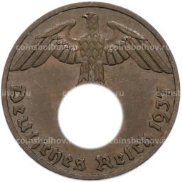 Монета 1 рейхспфенниг 1937 года A Германия