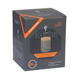 Банка из рельефного стекла 450 мл, AROMA RIVIERA, с кр. из бамбука арт. 108278