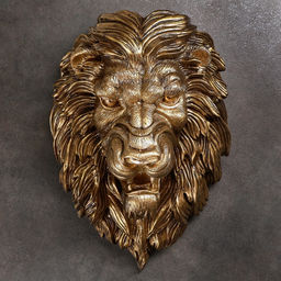Настенный декор, панно «Голова льва», 23×35×52 см, под бронзу