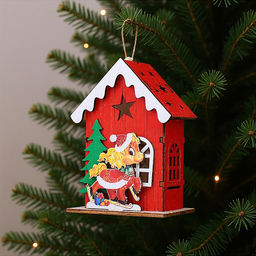 Новогоднее украшение "Домик со светом. Лошадка" в пакете