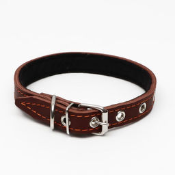 Ошейник кожаный на синтепоне, 45 х 2 см, ОШ 25-35 см, коричневый - Пижон фото 2