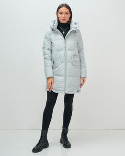 Куртка зимняя женская с капюшоном модная голубого цвета 3193Gl - Visdeer фото 16