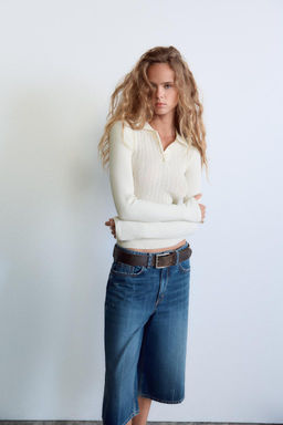 CABLE-KNIT POLO TOP - Zara фото 9