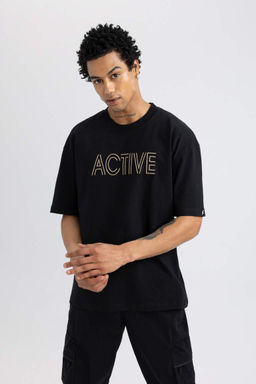 DeFactoFit Футболка Oversize с круглым вырезом и короткими рукавами с вышивкой фото 3