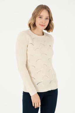 Женский кремовый меланжевый свитер Неожиданная скидка в корзине