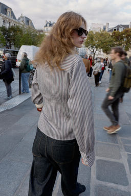 STRIPED WRAP SHIRT WITH BOW - Zara фото 5