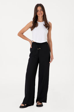 Kad_n Siyah Kanvas Pantolon Sepette S_rpriz _ndirim