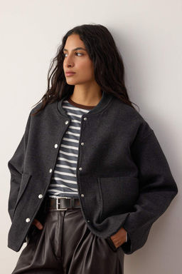 Antrasit Kase Cep Detayl? Dokuma Oversize Ceket TWOAW26CE00078 - Trendyolmilla фото 2