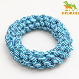 Игрушка канатная Кольцо, 250 г, до 20 см, голубая/белая