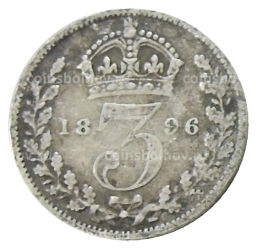 Монета 3 пенса 1896 года Великобритания