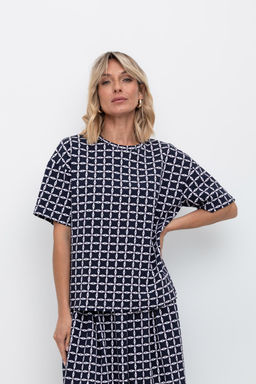 VERY NEAT _ ЕВТ 3197/индиго,морская клетка фуфайка жен