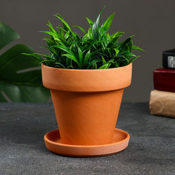 Горшок для цветов «Терра», 500 мл, d=12 см, h=11 см, керамика, с поддоном, цвет терракот