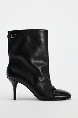 LEATHER HIGH-HEEL BOOTS - Zara фото 9