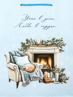 Цена за 2 шт. Пакет подарочный новогодний ламинированный, «Уюта в доме», 26×12×32 см