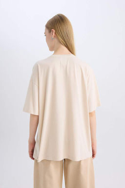 Cool Beetlejuice Oversize-футболка с широким кроем и круглым вырезом с короткими рукавами и принтом - Defacto фото 5