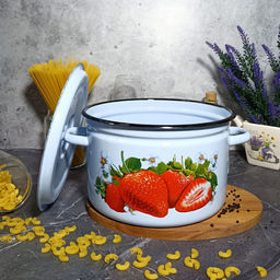 Кастрюля 7.0л 1с18с сер-гол. Клубника садовая