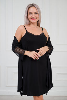 Халат женский из вискозы Адель Нуар черный - Амадэль фото 8