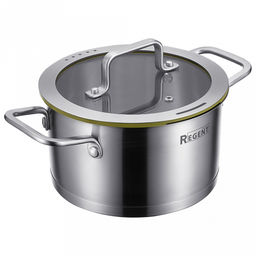 Кастрюля из нержавеющей стали Linea PALERMO 2,5л, д18см, h10см, s0,6мм, дно s15мм, трехслойное капсулированное дно, стеклянная крышка-дуршлаг с силиконовым ободком, два режима слива воды, ручка из нержавеющей стали, цветная коробка, Regent (Китай - Домашняя мода фото 2