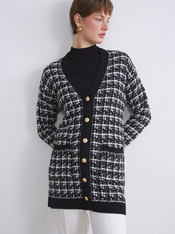 V Yaka Desenli Kad?n Triko H?rka