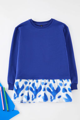 Saks K?z Cocuk Geometrik Orme Sweatshirt TKDAW25SW00022