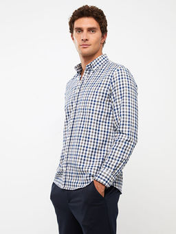 Regular Fit Uzun Kollu Ekose Gabardin Erkek G?mlek