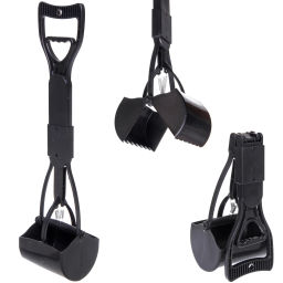 Совок - ковш для уборки за животными "Безконтактный", цвет черный, 60*30*13,5см (лейбл)