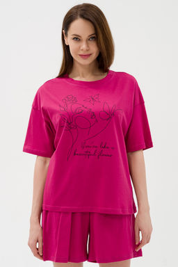 Костюм женский из кулирки Дива брусника макси