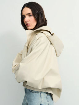 Хлопковый укороченный тренч оверсайз с капюшоном ZR2604102206-60 / Zarina