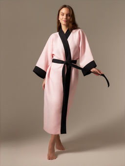 Халат женский длинный SL HOME Rose, размер 44-52, лён 100%, розовый