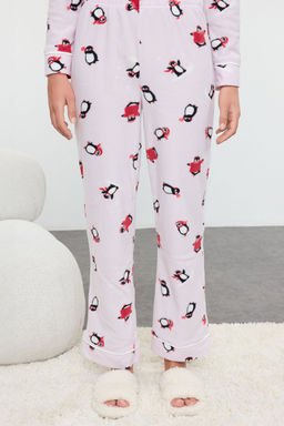 Pembe Penguen Desenli Biye Detayl? Polar K?sl?k Orme Pijama Tak?m? THMAW25PT00029