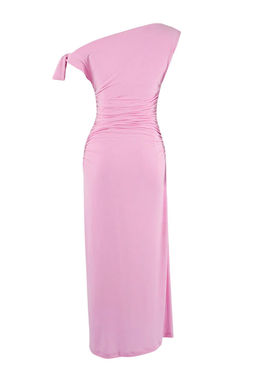 Pembe Fitted/Vucuda Oturan Maxi Esnek Kalem Orme Elbise TWOSS24EL00563