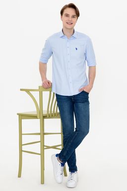 U. S. Polo Assn Мужская голубая рубашка с длинным рукавом