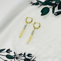 Серьги длинные из Селенита и Лабрадора