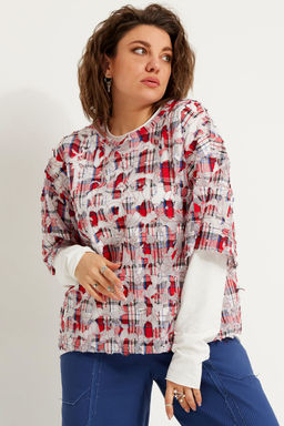Рубашка BegiModa 4119 красная клетка  фото 3