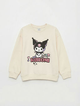 Kuromi Bask?l? K?z ?ocuk Kal?n Sweatshirt