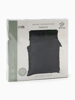 Постельное бельё 1.5-спальное «Этель», тенсель, чёрное