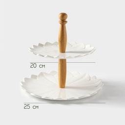 Этажёрка для фруктов и десертов BellaTenero, 2 яруса, d=20/25 см, фарфор, белая  фото 3