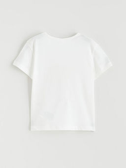 Bisiklet Yaka Fiyonk Bask?l? K?z ?ocuk Ti??rt