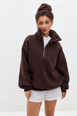Толстовка женская из футера начес Комфорт шоколад макси