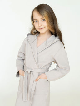 Халат детский вафельный светло-серый 914 (146, 76)