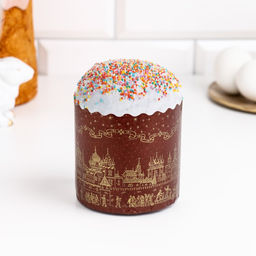 Цена за 2000 шт. Форма для выпечки кулича бумажная Деко-про «Храм золотой», одноразовая, 9×9 см, коричневая