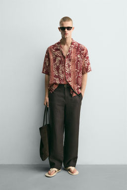 CAMISA JACQUARD RAYAS ESTAMPADO / Rojos