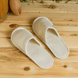 Тапочки для бани, полиэфир 70%, шерсть 30%, белые, «Добропаровъ»