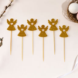Топпер Ангел, цвет золотой, набор 6 шт.