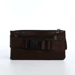 Сумка поясная на молнии, 3 наружных кармана, 26×1×14 см, коричневая