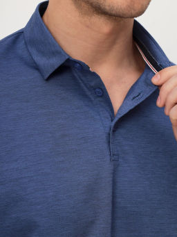 Джемпер мужской с воротником поло короткий рукав GREG G144-PM124T-LT1631 (синий)